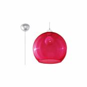 Luminaire Center Suspension BALL verre/acier rouge/chrome 1 ampoule