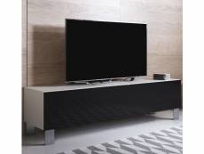 Meuble tv 1 porte | 160 x 42 x 40cm | blanc et noir