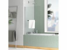 Pare-baignoire rabattable avec porte-serviette 70x120 cm - profilé chromé - verre 4 mm