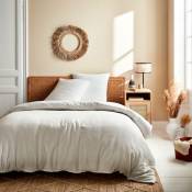 Parure de lit gaze de coton blanc avec taie d'oreiller 260x240 cm