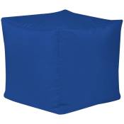 Pouf Cube, Repose-Pieds - Grand, 38cm x 38cm, Textile Tissé, Résistant à l'eau, Poufs d'intérieur et d'extérieur, Bleu, oeko-tex - Bleu - Veeva