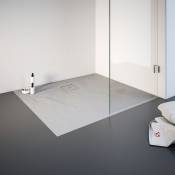 Schulte - Receveur de douche de plain-pied, décor effet Pierre gris, résine minérale rectangle 90 x 100 cm