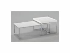 Set de 2 tables basses en bois de mdf et acier coloris blanc