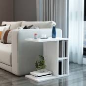 Table d'appoint rectangualire Ravnsborg avec 2 compartiments de stockage 50 x 50 x 30 cm blanc [en.casa] - blanc