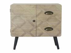 Table de chevet en bois mdf avec 2 tiroirs et 1 porte - largeur 60 x hauteur 56 x profondeur 30cm -pegane-