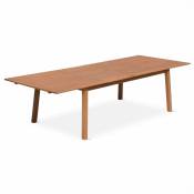 Table de jardin en bois 200-250-300cm - Almeria - Grande table rectangulaire avec allonge eucalyptus . Intérieur / Extérieur - Bois