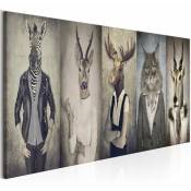Tableau masques d'animaux - 120 x 40 cm - Blanc et