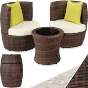 Tectake - Salon de jardin Nice 2 places en aluminium - mobilier de jardin, meuble de jardin, ensemble table et chaises de jardin - noir/marron