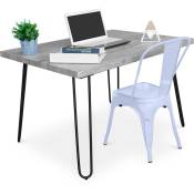 Tolix Style - Ensemble de Bureau - Design Industriel 120cm - Hairpin + Chaise de Salle à Manger - Stylix Bleu gris - - Bleu gris