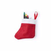 Totalcadeau Chaussettes de noël avec crayons de couleur - Idée cadeau noel Couleur - Rouge