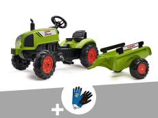 Tracteur enfant Claas Arion 410 avec remorque 2 à 5 ans Falk + Gants