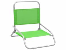 Vidaxl chaises de plage pliables 2 pcs vert tissu