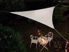 Voile d'ombrage triangulaire Leds solaires Blanc +
