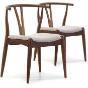 Vs Venta-stock - Pack 2 chaises Rustic, Couleur Noyer, Bois Massif, 55 cm x 54,5 cm x 76 cm - noyer