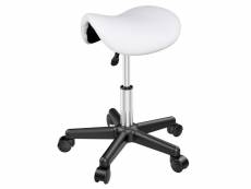 Yaheetech tabouret ergonomique à roulettes chaise de selle blanc