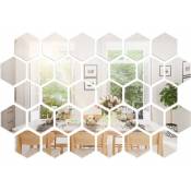 36 Pièces Miroir Acrylique Amovible Réglage Hexagone Sticker Mural Autocollant Miroir en Nid d'Abeille pour la Maison Salon Chambre Décor (10 x 8,6 x