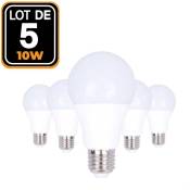 5 ampoules led E27 A60 10W 220V 6000K blanc froid Haute Luminosité - Blanc Froid 6000K