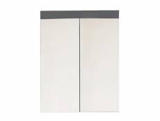 Amanda - armoire de toilette murale - 2 portes miroir - mélaminé blanc - bandeau gris l - h - p : 60 - 77 - 17 cm