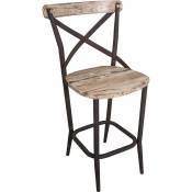 Antic Line Creations Chaise en métal vieilli et bois