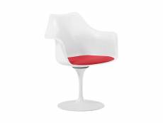 Chaise de salle à manger avec accoudoirs - chaise pivotante blanche -tulipan rouge