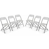 Chaises de réception pliantes – Fiesta – 6 chaises d'appoint en plastique et métal - Blanc