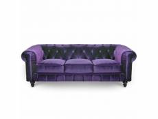 Chesterfield - canapé chesterfield 3 places velours violet