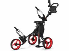 Costway chariot de golf à 3 roues,voiturettes golf