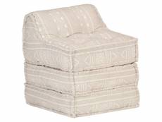 Coussin de sol pouf modulaire chaise longue en tissu beige 60x70x76 cm dec021310