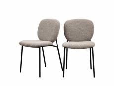Dalby - lot de 2 chaises en tissu bouclette et métal - couleur - taupe