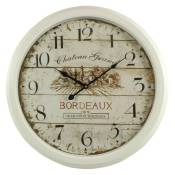 Decoration D ’ Autrefois - Horloge Ancienne Murale Château Grand Bordeaux 58cm - Fer - Blanc - Blanc