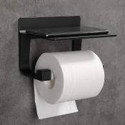 Einemgeld - Derouleur Papier Toilette Porte Papier Toilette Mural Support Papier Toilettes Auto-adhésif, Aluminium Noir