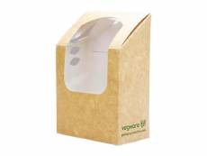 Emballage alimentaire professionnel compostable à wrap et tortilla kraft avec fenêtre pla - lot de 500 - vegware - - carton/pla x