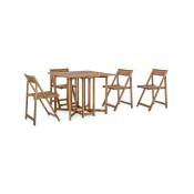 Ensemble extérieur table Noemi et 4 chaises pliantes en bois mélaminé