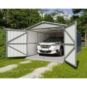 Garage métal gris Yardmaster 17,36 m² + kit d'ancrage