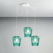G.e.a.luce - Sospensione vetro verde gea luce numa bt3 bi e27 led lampada soffitto decentramento moderna, finition métal blanc - Blanc