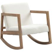 Homcom - Fauteuil lounge à bascule - assise profonde, dossier incliné - revêtement effet peau de mouton polyester crème - accoudoirs, structure bois