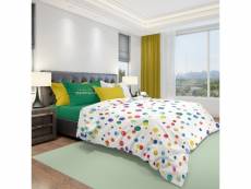 Homemania literie technicolor - double - avec drap housse, drap, taie d'oreiller -multicolore en coton, 240 x 280 cm