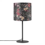 Lampe à Poser Bureau Applique Abat-Jour Tissu Chevet E14 Fleurs Jungle Déco Lampe de table - Noir, Design 5 (Ø18 cm) - Paco Home
