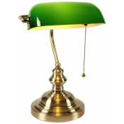 Lampe de Banquier Ancienne, Vintage Lampe de Table