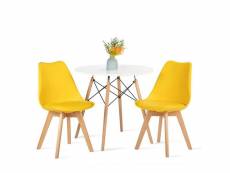 Lot de 2 chaises de salle à manger design contemporain scandinave - jaune