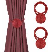Lot de 2 embrasses magnétiques pour rideaux décoratifs, corde de 38.1 cm, supports modernes pour rideaux fins ou transparents (rouge) Fei Yu