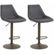 Lot de 2 tabourets de bar stark chaise haute réglable en hauteur, piètement en métal et revêtement en tissus gris foncé - Gris foncé