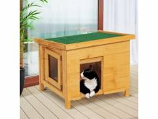 Maison pour chat niche en bois avec porte basculante