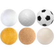 Mélange de balles de baby-foot, 6 ou 12 pièces, 6 sortes différentes (liège, pe, pu, abs), diamètre 35 mm - 6 pièces - Games Planet