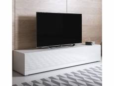 Meuble tv 1 porte | 160 x 32 x 40cm | blanc finition brillante | 3 compartiments | modèle luke h2 TVSD032WHWHP-1BOX