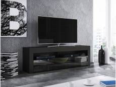 Meuble tv coloris noir mat / noir brillant - longueur 160 x profondeur 35 x hauteur 50 cm