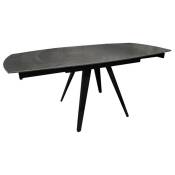 Meubletmoi - Table extensible ovale 120/180 cm céramique gris et métal - adelphia 3