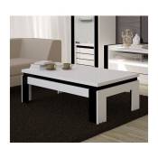 Meublorama - Table basse design lina blanche et noire brillante. Meuble idéal pour votre salon. - Blanc