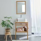 Mob-in - Meuble de salle de bain 60 cm hopp avec miroir et vasque carrée - Bois Clair