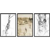Naturel Trio, Set de 3 posters muraux - 90x45cm - Gris
